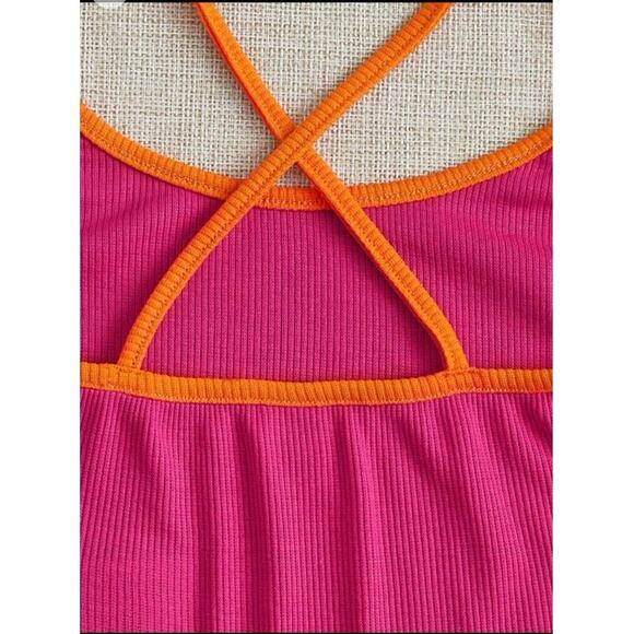 SHEIN Cross Back Hot Pink Strappy Spaghetti Strap Crop Top Medium - Picture 8 of 9